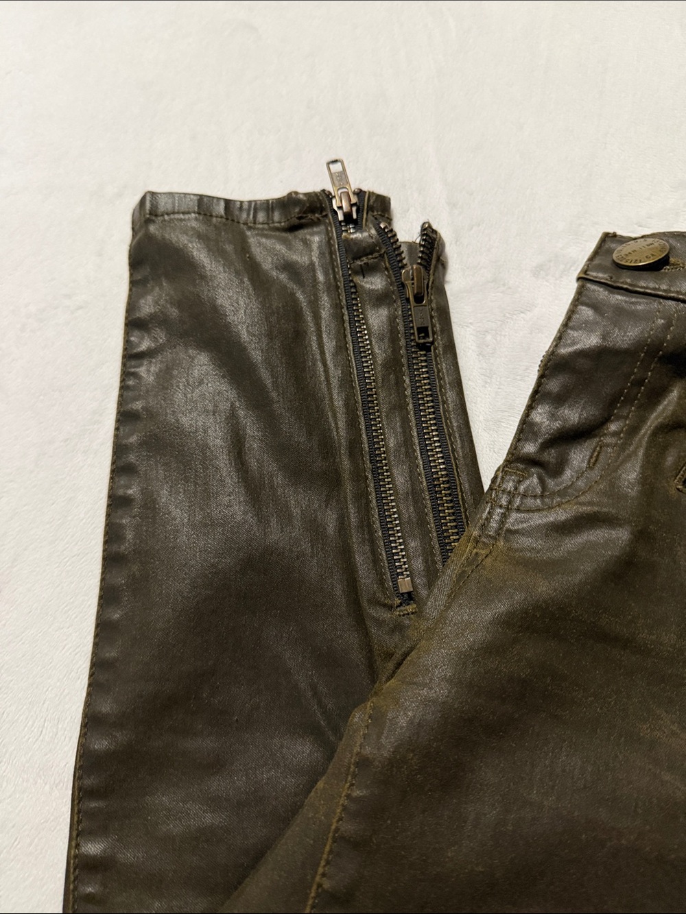 Current/Elliott faux leather brown skinny ankle zipper - Picture 2 of 6